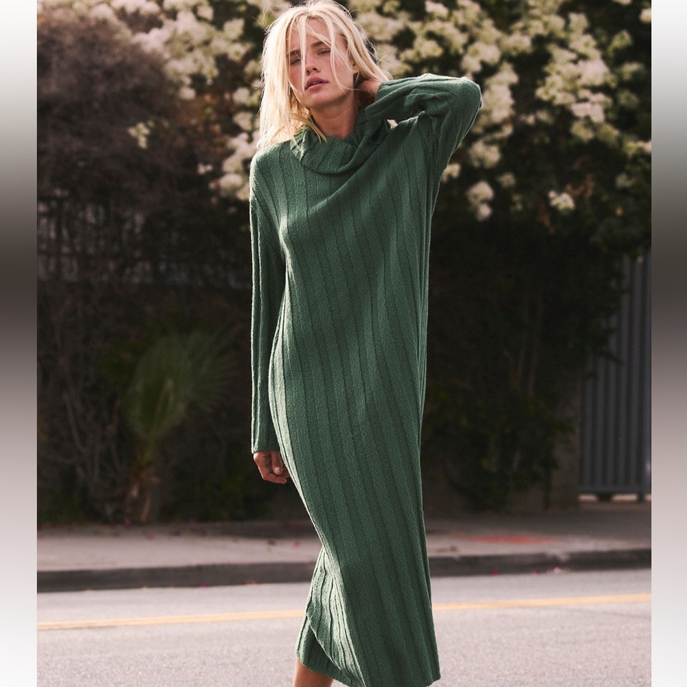 Free People Green Long Sleeve Dress